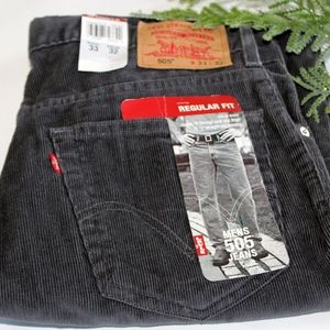 Mens Charcoal Gray Corduroy Levis NWT 33X32
